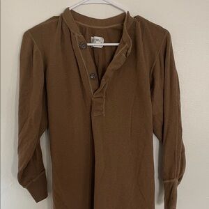 Brown Long Sleeve Henley Shirt
